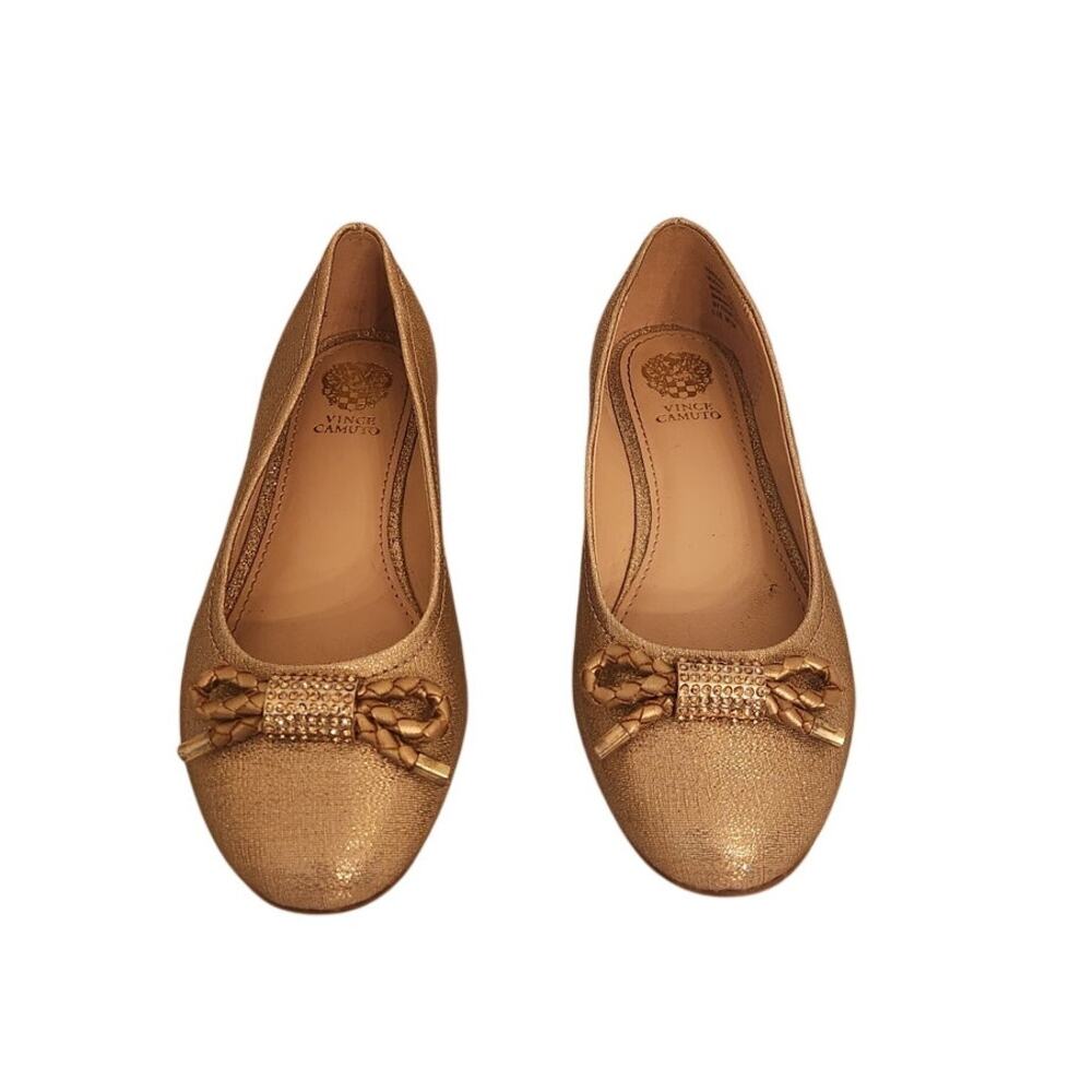 Vince Camuto Girls Penelope Gold Sparkly Flat Formal Shoe 11.5 - Picture 4 of 10